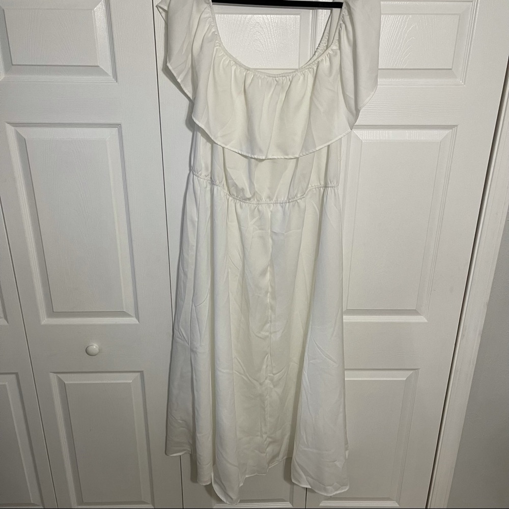 Plus Ruffle Off the Shoulder Maxi Dress